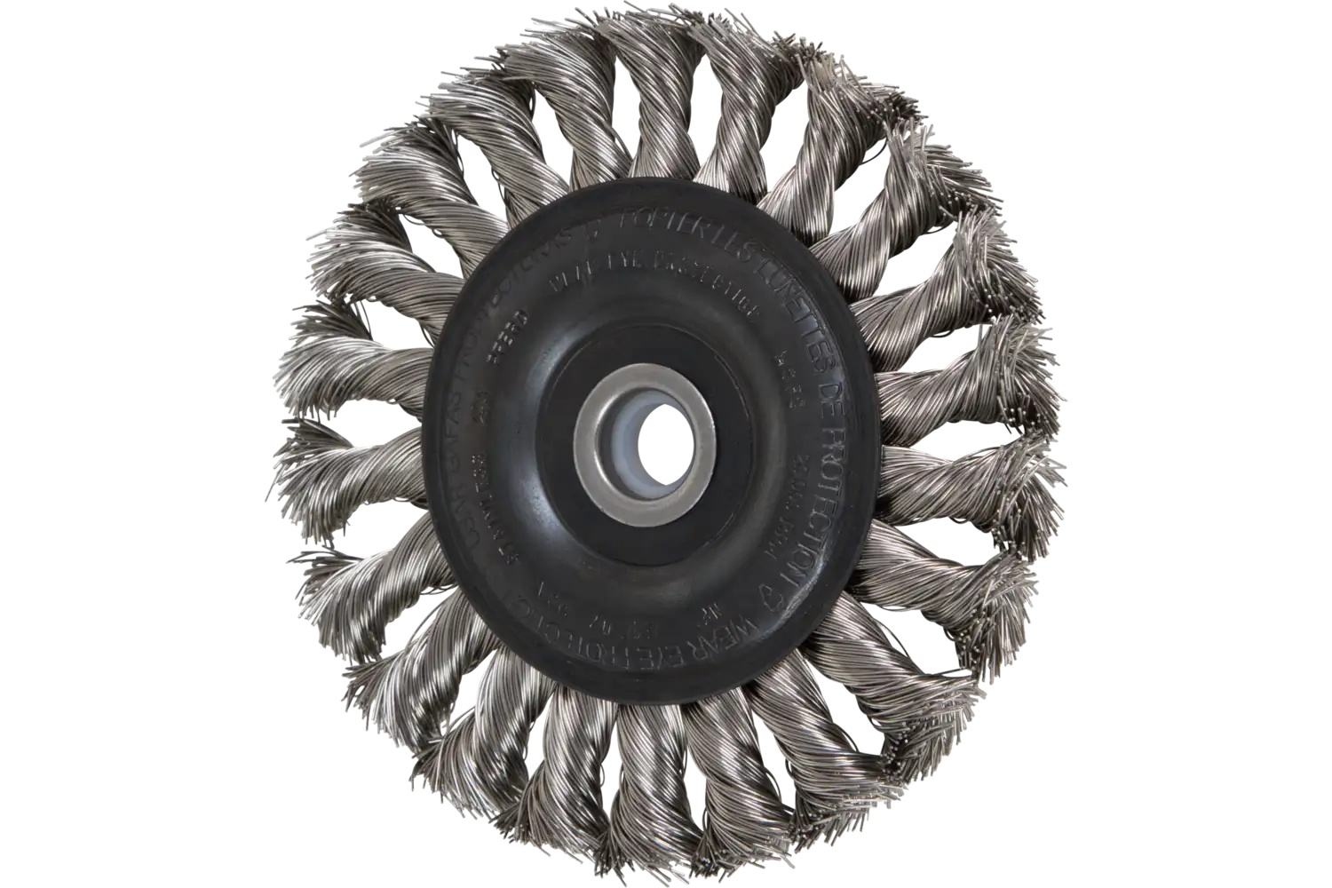 Show details for Pferd Standard Twist Knot Wire Wheel Brush 4" Dia. .014 Ss 1/2-3/8" Thread Retail Picture of Pferd Standard Twist Knot Wire Wheel Brush 4" Dia. .014 Ss 1/2-3/8" Thread Retail